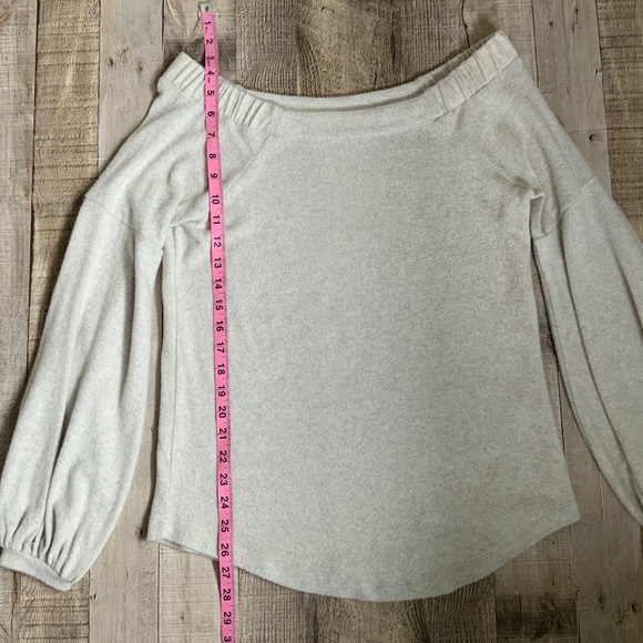 Anthropologie Saturday Sunday Off Shoulder BeigeSoft Cloud Fleece Tunic Top SZ S - Picture 13 of 15